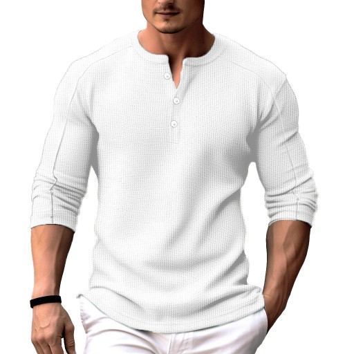 Męski T-shirt z długim rękawem i okrągłym dekoltem