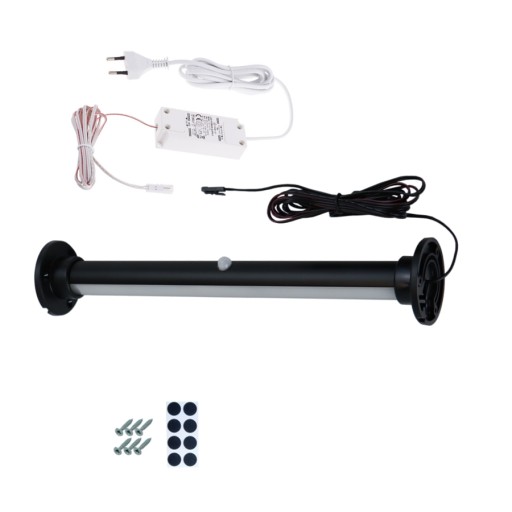 Drążek reling LED z wyłącznikiem czujnikiem ruchu 595mm czarny PRAWY
