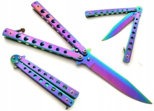 NÓŻ MOTYLKOWY TRENINGOWY MOTYLEK BALISONG RAINBOW