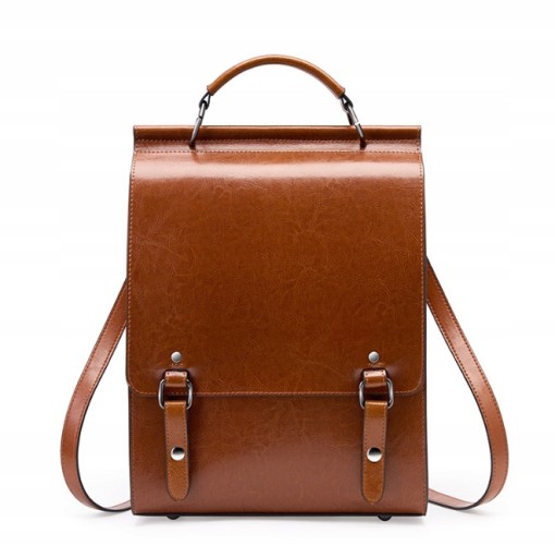 PLECAK DAMSKI SKÓRZANY TORNISTER TORBA VINTAGE 2W1