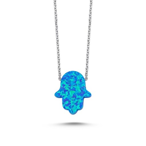 Naszyjnik srebrny HAMSA Opal SREBRO 925