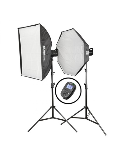 Zestaw oświetlenia studyjnego GlareOne Vega 400 Starter Kit lampy softboxy
