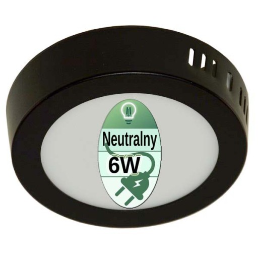 Panel LED lampa plafon natynk 6W okrągły czarny