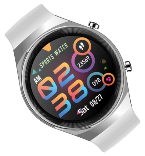 Smartwatch na białym pasku silikonowym Rubicon RNCE68 Bluetooth-Call