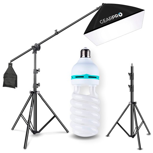 Softbox Lampa Softbox Zestaw Statyw Lampa Żarówka 150W Mini Boom Wysięgnik