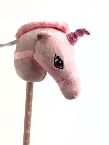HOBBY HORSE PLUSZOWY KOŃ NA PATYKU RÓŻOWY 70CM
