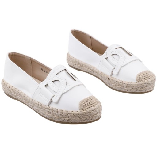 Espadryle damskie półbuty wsuwane platforma białe
