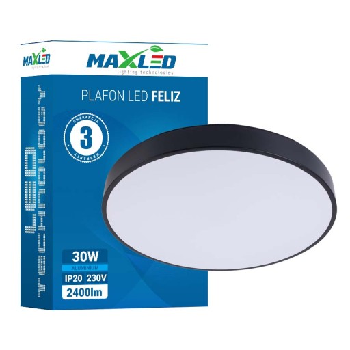 PLAFON LED lampa sufitowa 50cm 50W okrągła czarna panel do pokoju MAX-LED