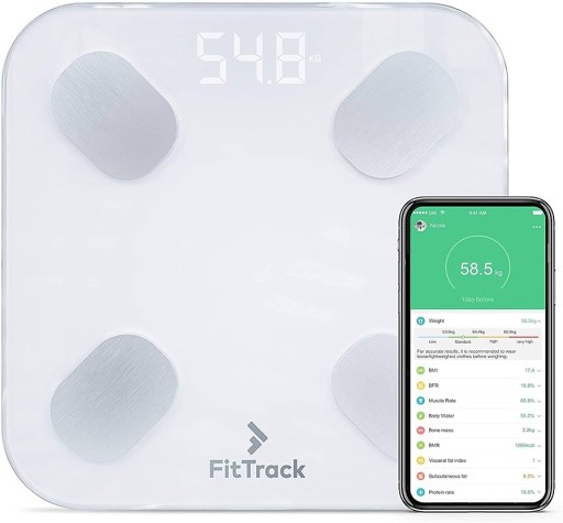 Cyfrowa waga łazienkowa FitTrack Dara iOS I ANDROID 180kg