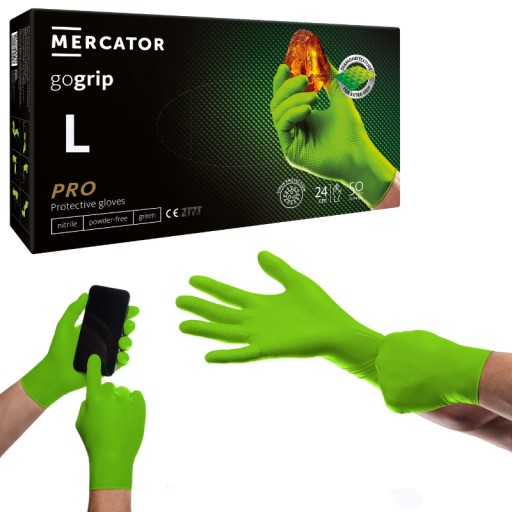 Rękawiczki MERCATOR GOGRIP NITRYLOWE green ZIELONE 50 szt. rozmiar L