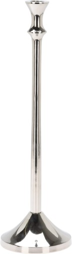 ŚWIECZNIK srebrny chrom pojedynczy metalowy 40 cm