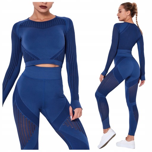 KOMPLET sportowy dwuczęściowy LEGGINSY top ZESTAW na siłownię FITNESS M
