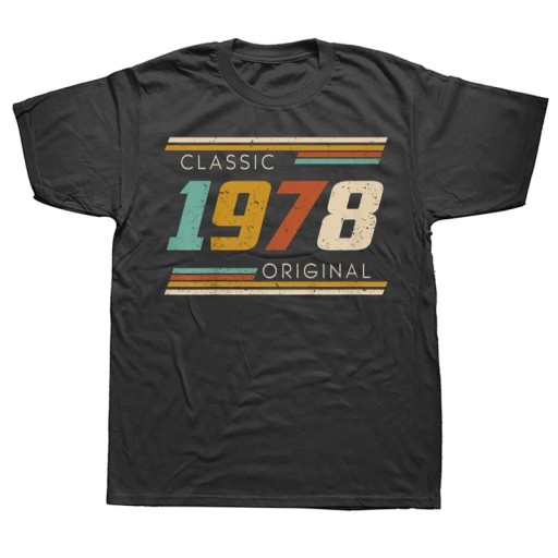 Novelty Vintage Made In 1978 45th 45 Years Old cotton T-Shirt Koszulka