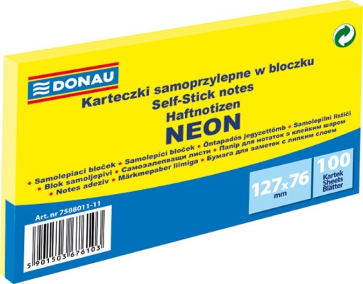 BLOCZEK SAMOPRZYLEPNY 127X76MMX100 KARTECZKI NOTES