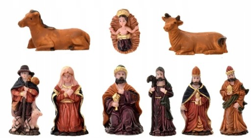FIGURKI DO SZOPKI CERAMICZNE JÓZEF MARYJA BETLEJEM 8 CM 9 SZTUK