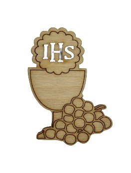 Drewniany kielich z hostią IHS 5,5 cm scrapki