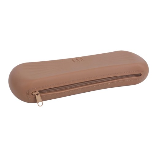 Silicone Makeup Brush Holder Zipper Side Opening Multipurpose Brown