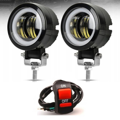 2x HALOGEN MOTOCYKLOWY LAMPA REFLEKTOR LED MOTOR