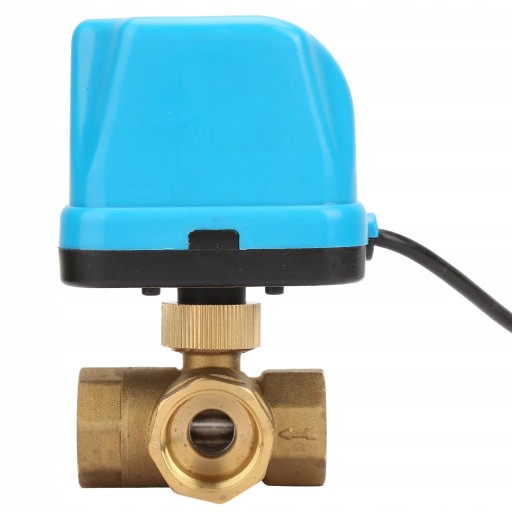 AC220V Blue Shell 3-drożny mosiężny zawór kulowy