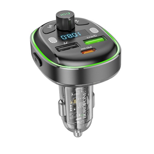 Borofone Transmiter FM BC47 Might MP3, Bluetooth - 2xUSB + Typ C - QC 3.0 1