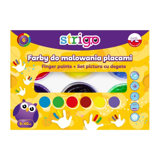 Farby do malowania palcami 6 kolorów STRIGO