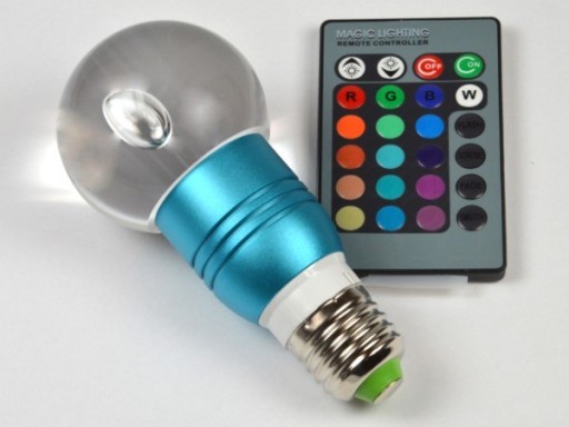 ŻARÓWKA LED GAIS E27 3W RGB Z PILOTEM NIEBIESKA-