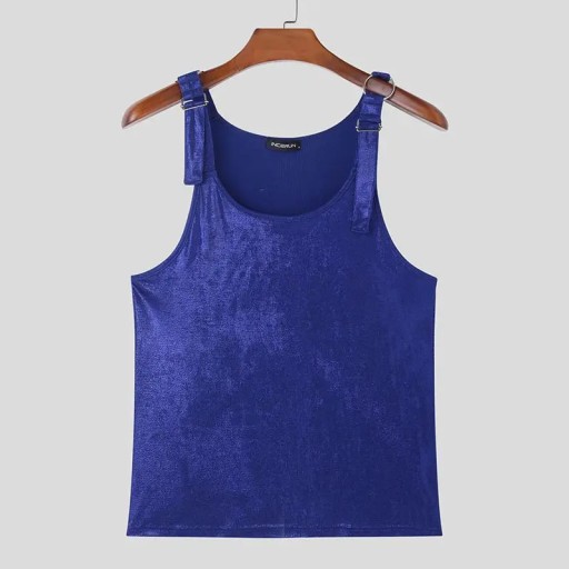 Men Tank Tops Solid Color Velour O-neck Sleeveless