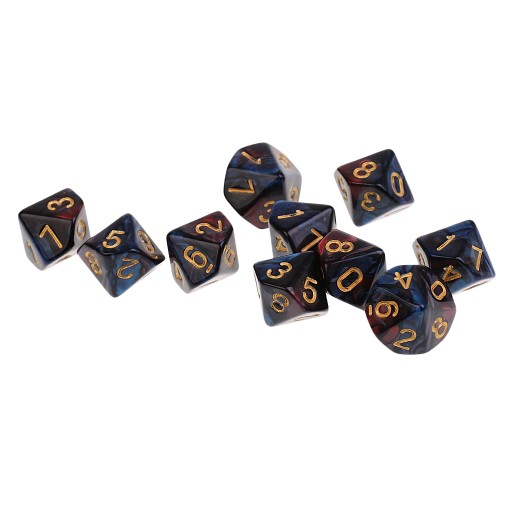 10 szt. 10-stronne kostki D10 wielościenne kości do DND RPG wysoki czerwony