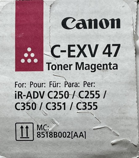 NOWY ORYGINALNY TONER CANON C-EXV47M 8518B002