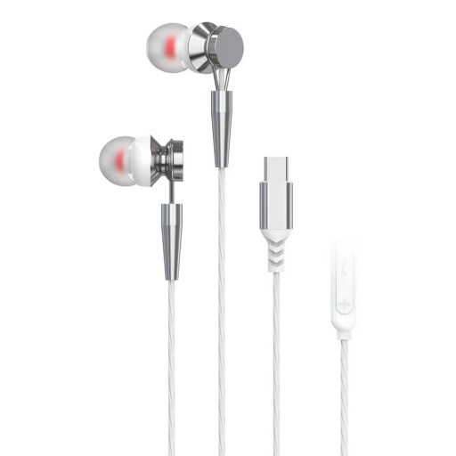 zestaw słuchawkowy / słuchawki z mikrofonem Typ C PA-M10C-R białe [DAC]