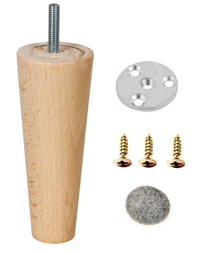 NOGI NÓŻKI DREWNIANE JASNY BUK WYS 12CM ZESTAW