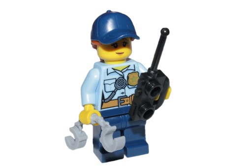 L3*LEGO FIGURKA cty1258 KOBIETA POLICJANTKA + KAJDANKI RADIO, NOWE
