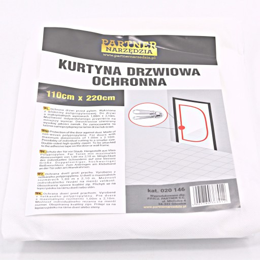 DRZWI REMONTOWE BUDOWLANE KURTYNA PRZECIWPYŁOWA 220x110cm TKANINA