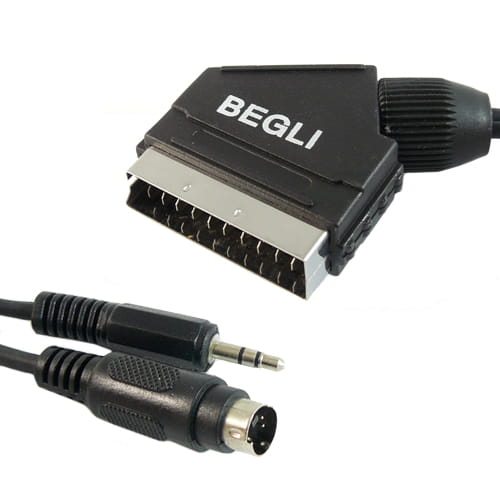 Kabel Scart na wtyk mini din 4 piny SVHS + wtyk jack 3,5 stereo 15m