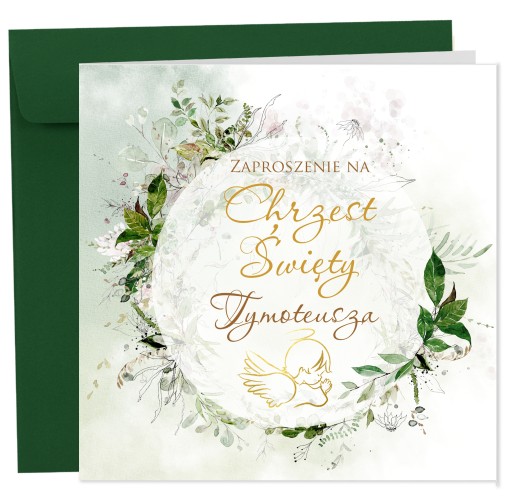 ZAPROSZENIA na chrzest PAPIER PERŁOWY IMIĘ koperta
