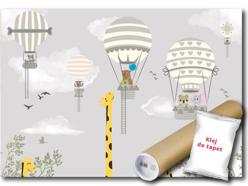 FOTOTAPETA FLIZELINA BALON LOT ZWIERZAKI 104x70,5