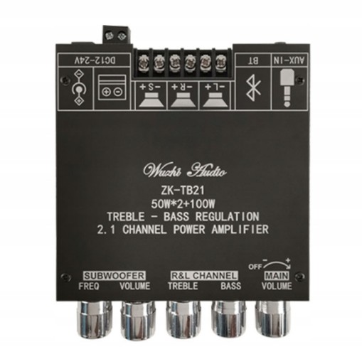 WZMACNIACZ 2.1 KANAŁOWY AUDIO MOC 100W