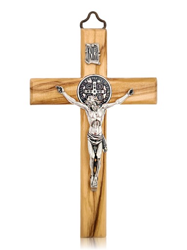Krzyż benedyktyński z drzewa oliwnego 11 cm
