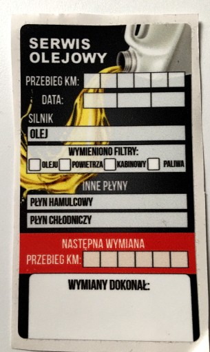 naklejka SERWIS OLEJOWY nalepka warsztat olej