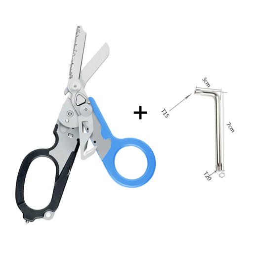 1PC Multi-Functional Tactical Foldable Medical Scissors Ruler Wrench Mini