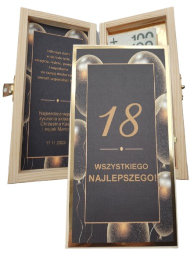 Prezent na 18 urodziny - pudełko na pieniądze