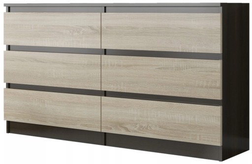KOMODA 120CM SZAFKA 6 SZUFLAD WENGE MIX Sonoma PL