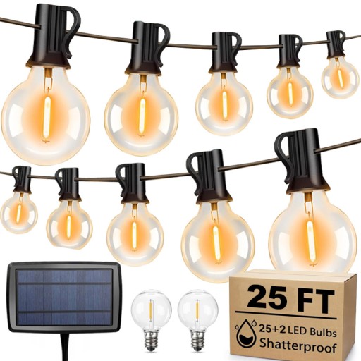 LAMPKI SOLARNE OGRODOWE GIRLANDA OZDOBA TARAS ZEWNĘTRZNE 7,6M 25LED