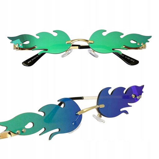 OKULARY OGIEŃ PŁOMIEŃ OGNIE RETRO VINTAGE RIMLESS