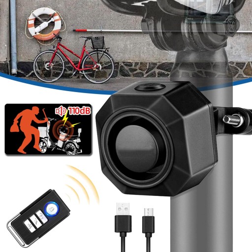 110 DB MOTOCYKLOWY SYSTEM ALARMOWY Z PILOTEM, 3 POZIOMACH GŁOŚNOŚCI