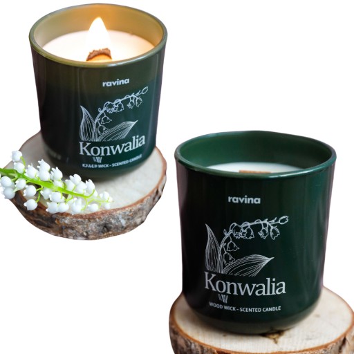 KONWALIA ŚWIECA SOJOWA ŚWIECZKA ZAPACHOWA DREWNIANY KNOT KONWALII KWIATOWY