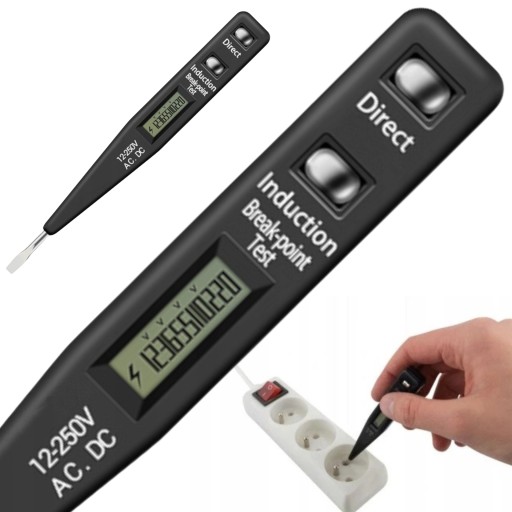 ELEKTRONICZNY TESTER NAPIĘCIA MIERNIK PRĄDU PRÓBÓWKA AMPEROMIERZ VOLTOMIERZ