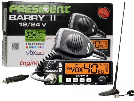 CB RADIO PRESIDENT BARRY 2 II 12/24V NIEWIELKA SKUTECZNA ANTENA MAGNES A3K