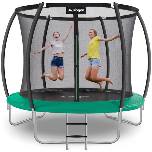 TRAMPOLINA OGRODOWA DLA DZIECI DRABINKA 312 cm 10FT TURKUSOWA JUMPER