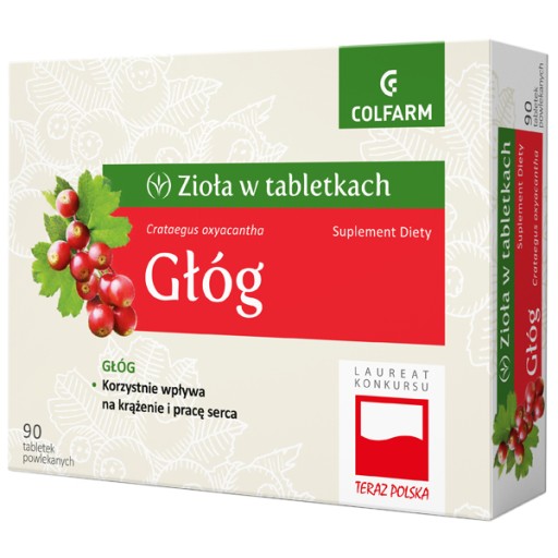 Zioła w tabletkach Głóg, 90 tabletek powlekanych wspiera pracę serca